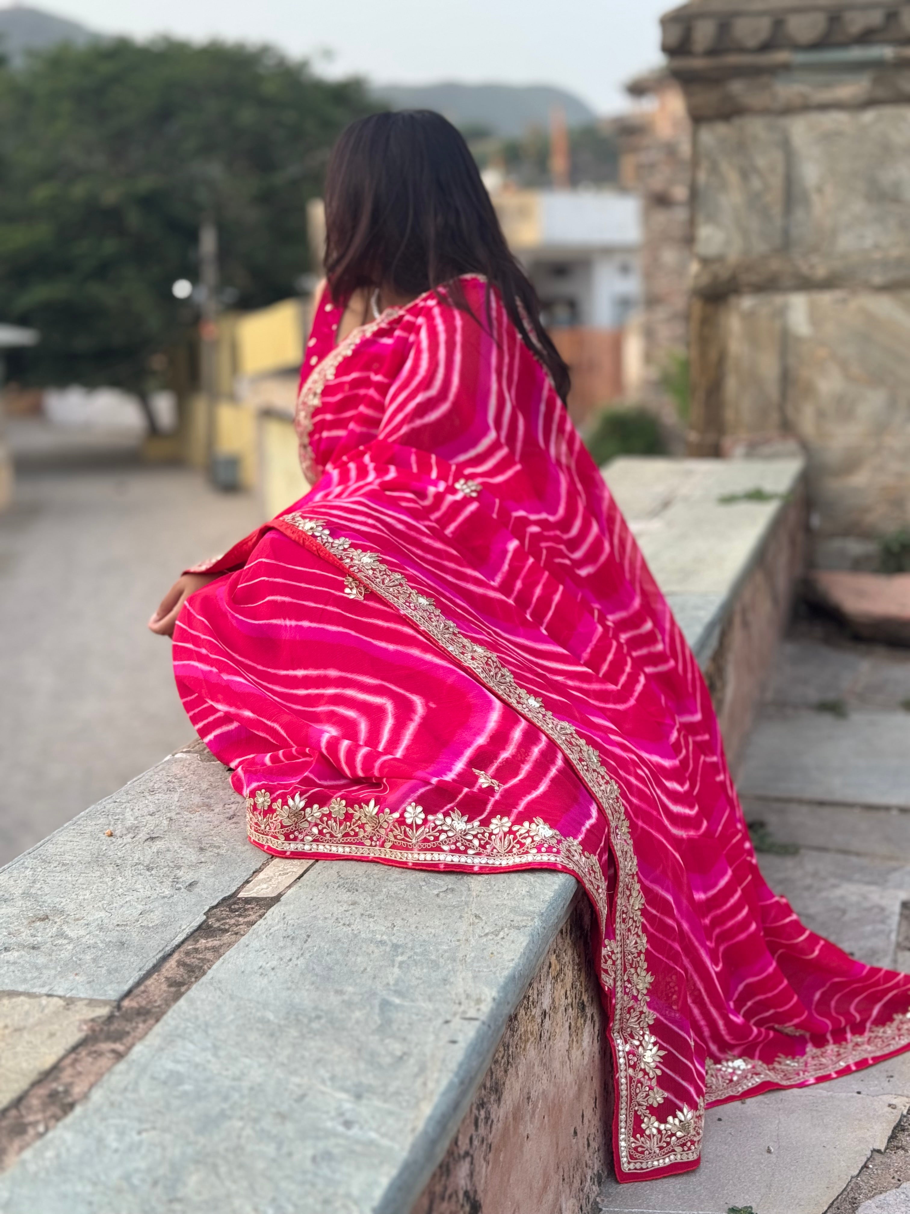 Gul Leheriya Saree