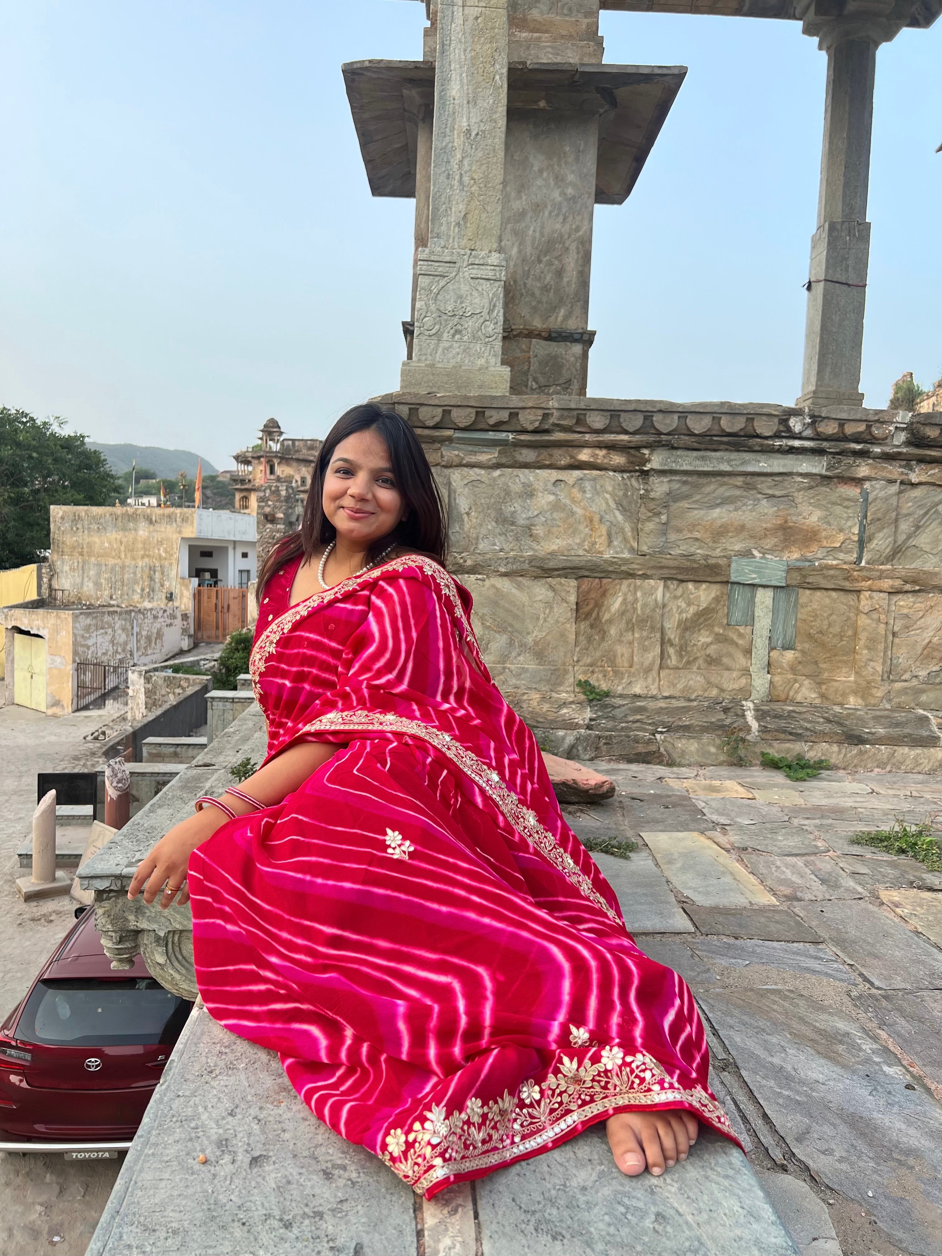 Gul Leheriya Saree
